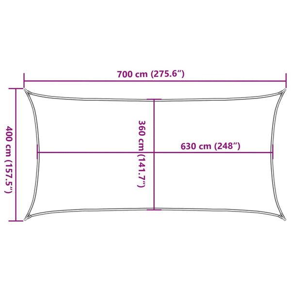 vidaXL Sun Shade Sail 160 g/m² Anthracite 4x7 m HDPE