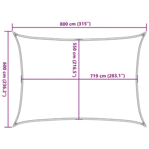 vidaXL Sun Shade Sail 160 g/m² Anthracite 6x8 m HDPE
