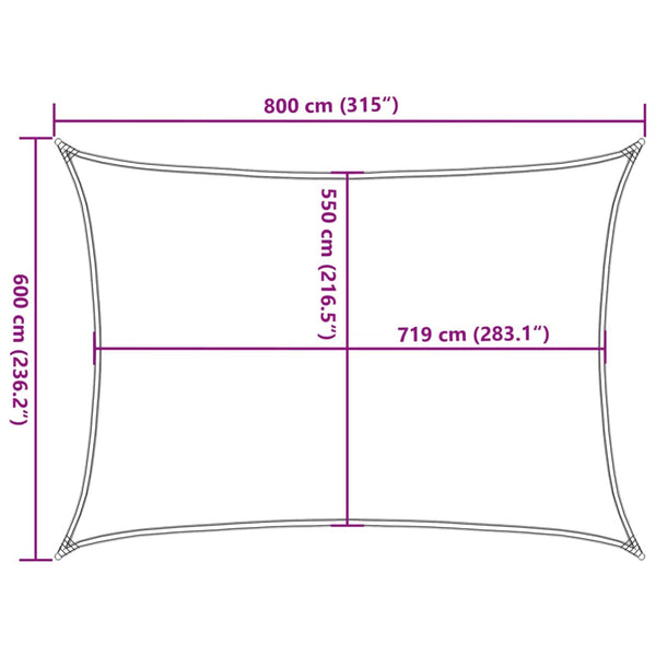 vidaXL Sun Shade Sail 160 g/m² Anthracite 6x8 m HDPE