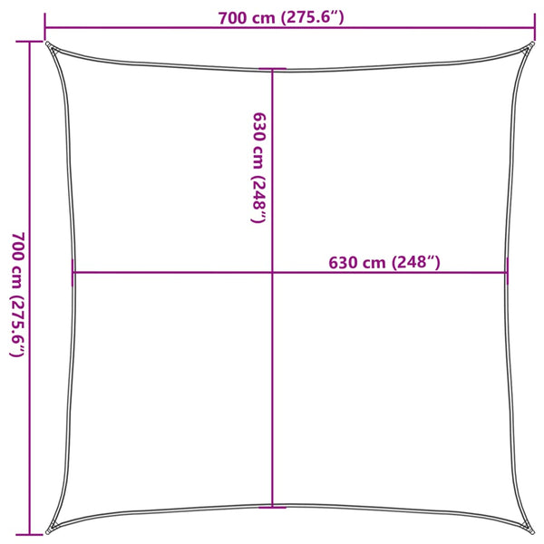 vidaXL Sun Sail 160 g/m² Beige 7x7 m HDPE