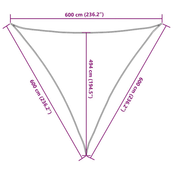 vidaXL Sun Shade Sail 160 g/m² Beige 6x6x6 m HDPE