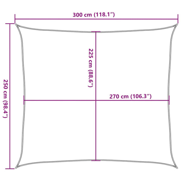 vidaXL Sun Shade Sail 160 g/m² Cream 2.5x3 m HDPE