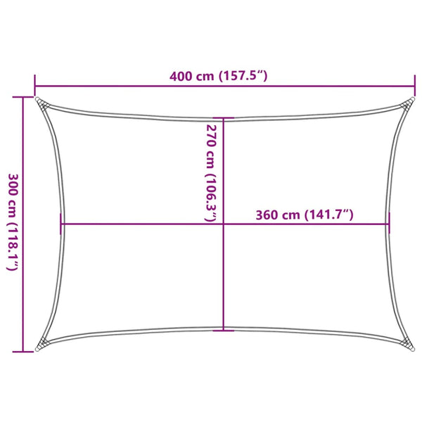vidaXL Sun Shade Sail 160 g/m² Cream 3x4 m HDPE
