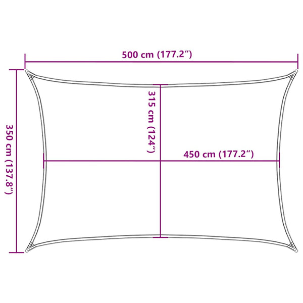 vidaXL HDPE Sun Shade Sail 160 gsm Cream 3.5x5 m