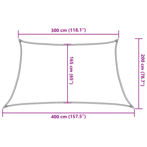 vidaXL Sun Shade Sail 160 g/m² Cream 3/4x2 m HDPE