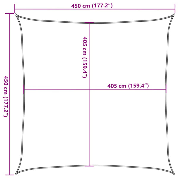 vidaXL HDPE Square Sun Shade Sail 160 gsm Terracotta 4.5x4.5 m