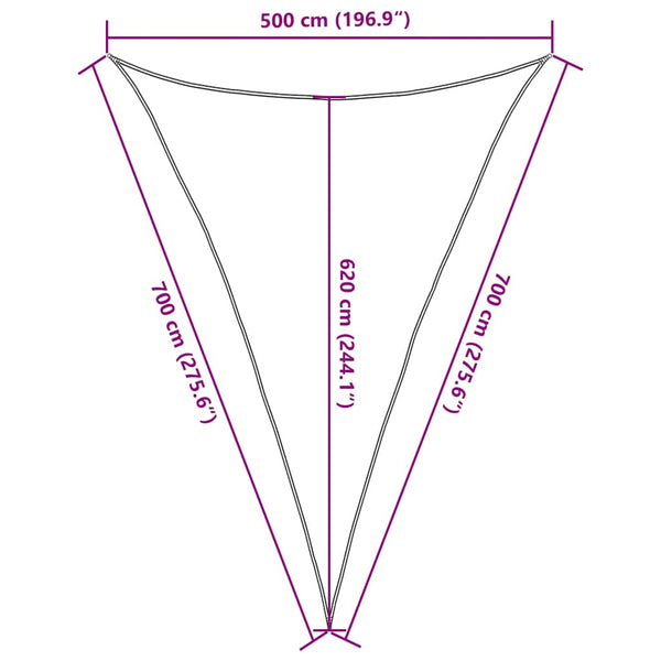 vidaXL Sun Shade Sail 160 g/m² Triangular Terracotta Red 5x7x7 m HDPE