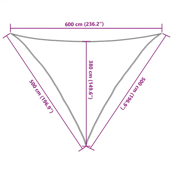 vidaXL Sun Shade Sail 160 g/m² Triangular Blue 5x5x6 m HDPE