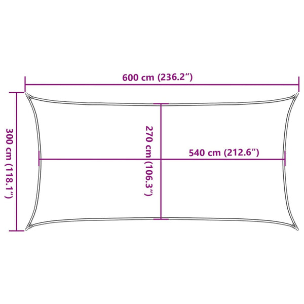 vidaXL Sun Shade Sail 160 g/m² Yellow 3x6 m HDPE