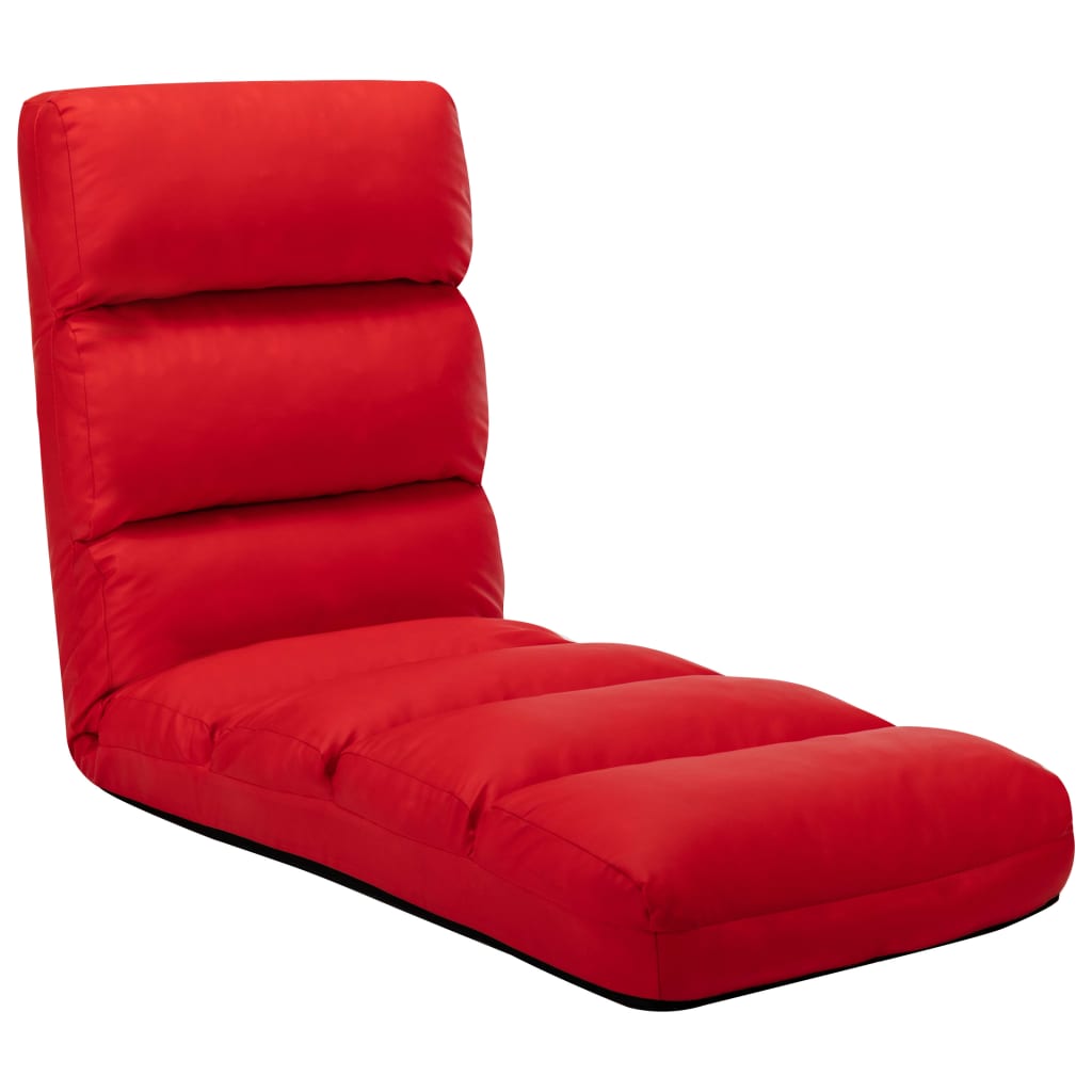 vidaXL Foldable Floor Chair Red Faux Leather