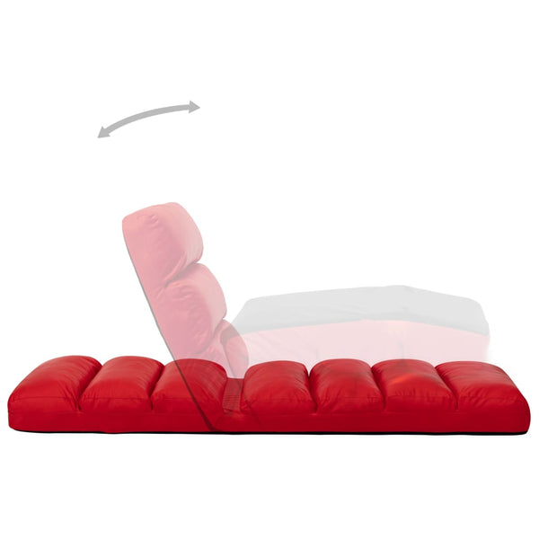vidaXL Foldable Floor Chair Red Faux Leather