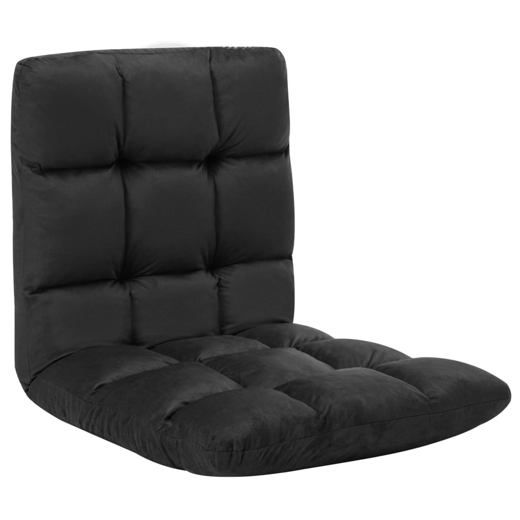 vidaXL Floor Chair Foldable Black Microfiber