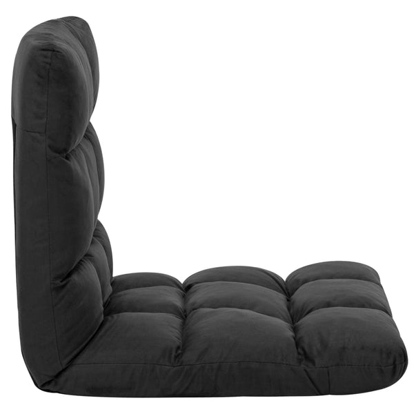 vidaXL Floor Chair Foldable Black Microfiber