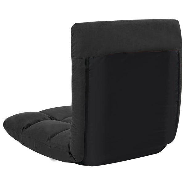 vidaXL Floor Chair Foldable Black Microfiber