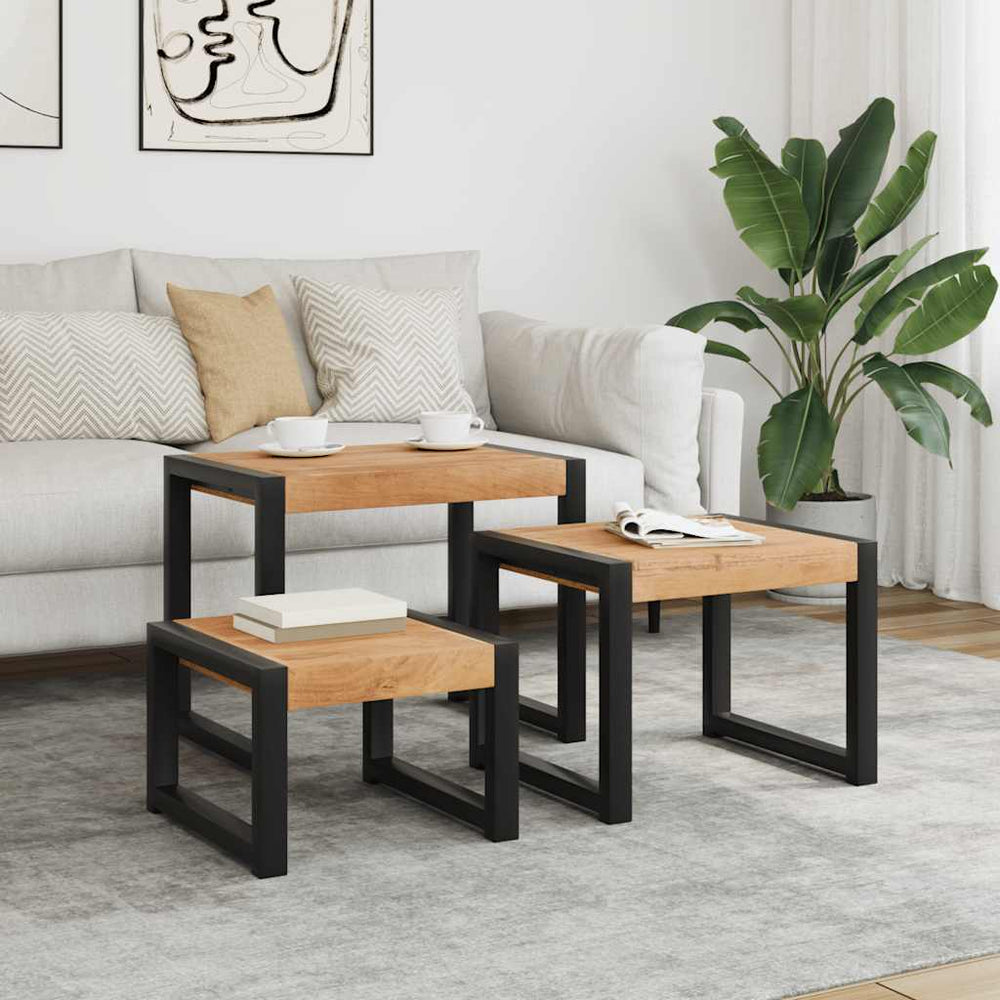 vidaXL Nesting Tables 3 pcs. Solid Wood