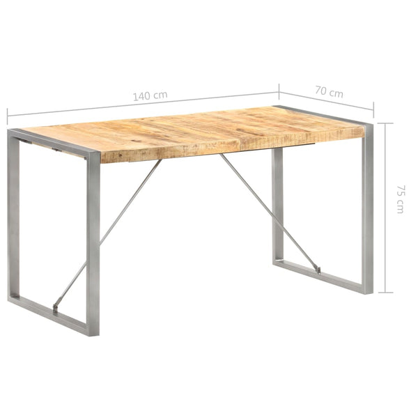vidaXL Dining Table 140x70x75 cm Rough Solid Mango Wood