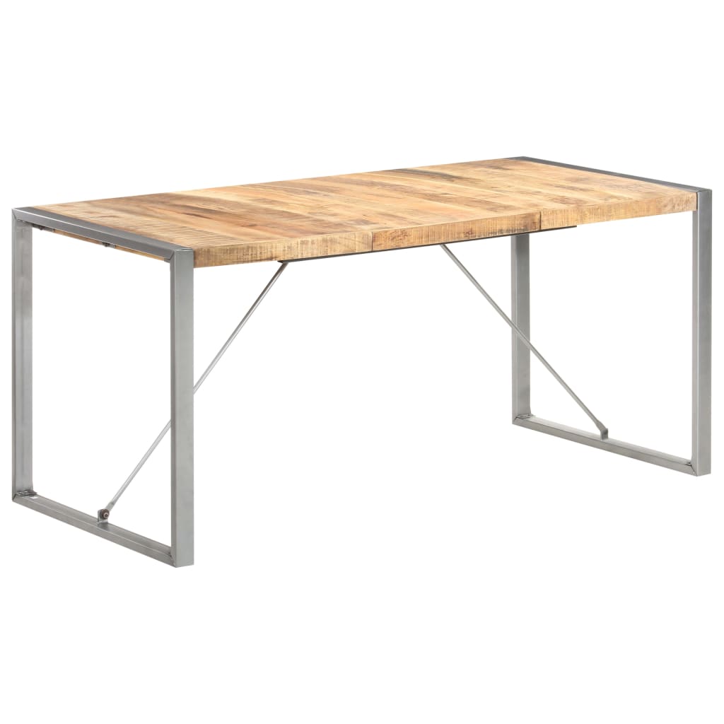 vidaXL Dining Table 160x80x75 cm Rough Solid Mango Wood