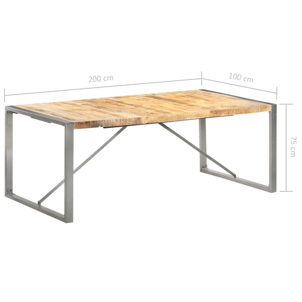 vidaXL Dining Table 200x100x75 cm Rough Solid Mango Wood