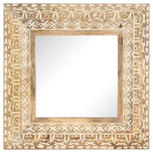 vidaXL Hand-Carved Mirror 50x50x2.6 cm Solid Mango Wood