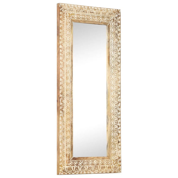 vidaXL Hand-Carved Mirror 110x50x2.6 cm Solid Mango Wood