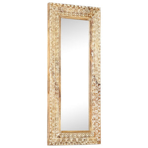 vidaXL Hand-Carved Mirror 110x50x2.6 cm Solid Mango Wood