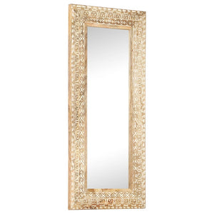 vidaXL Hand-Carved Mirror 110x50x2.6 cm Solid Mango Wood
