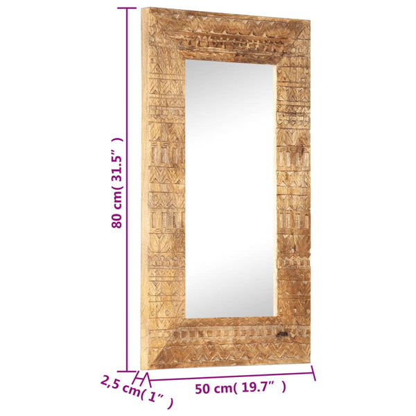 vidaXL Hand-Carved Mirror 80x50x2.5 cm Solid Mango Wood