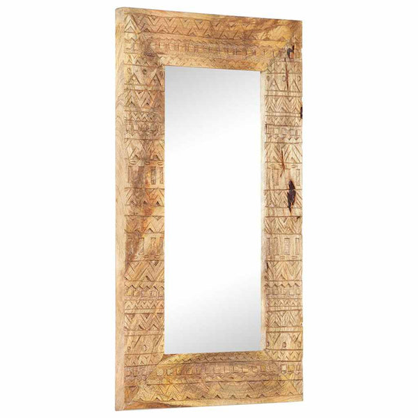 vidaXL Hand-Carved Mirror 80x50x2.5 cm Solid Mango Wood