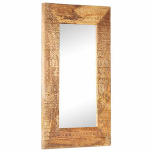 vidaXL Hand-Carved Mirror 80x50x2.5 cm Solid Mango Wood