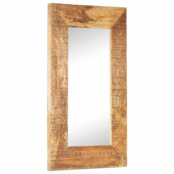 vidaXL Hand-Carved Mirror 80x50x2.5 cm Solid Mango Wood