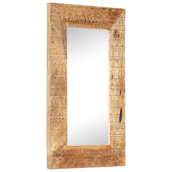 vidaXL Hand-Carved Mirror 80x50x2.5 cm Solid Mango Wood