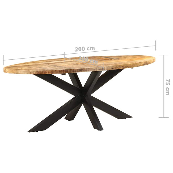 vidaXL Oval Dining Table 200x100x75 cm Rough Mango Wood