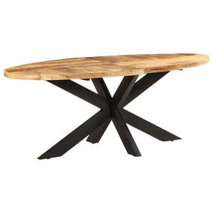 vidaXL Oval Dining Table 200x100x75 cm Rough Mango Wood