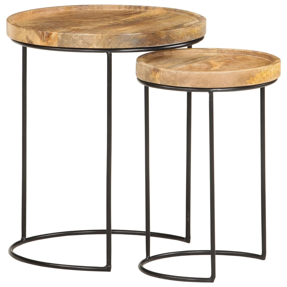 vidaXL 2-Piece Coffee Table Set Solid Mango Wood and Steel