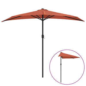 vidaXL Balcony Parasol Aluminum Pole Terracotta 270x144x222cm Half-Round