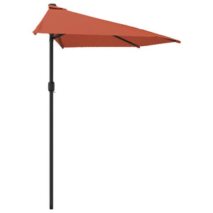 vidaXL Balcony Parasol Aluminum Pole Terracotta 270x144x222cm Half-Round