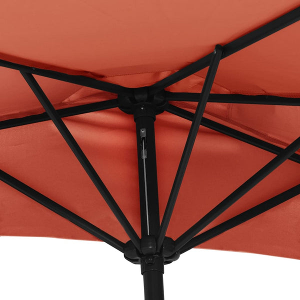 vidaXL Balcony Parasol Aluminum Pole Terracotta 270x144x222cm Half-Round