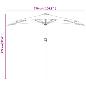 vidaXL Balcony Parasol Aluminum Pole Terracotta 270x144x222cm Half-Round