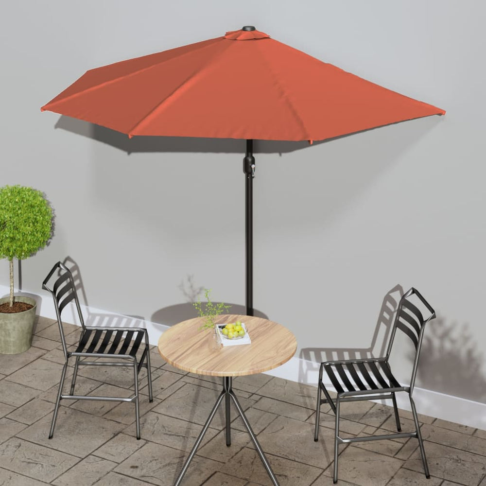 vidaXL Balcony Parasol Aluminum Pole Terracotta 270x144x222cm Half-Round