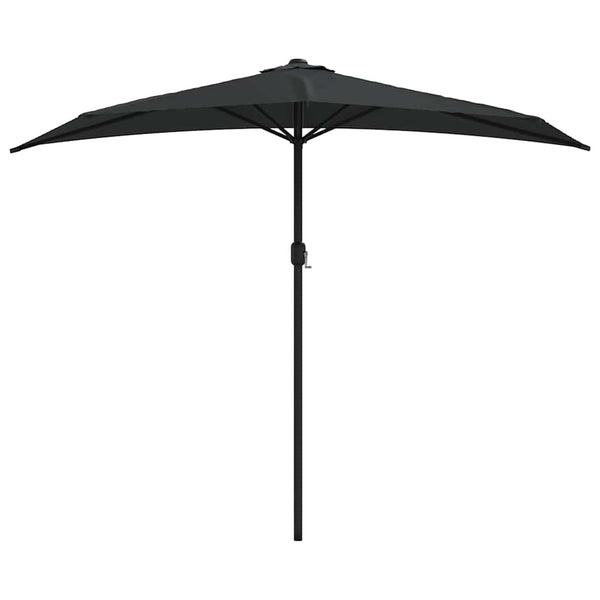 vidaXL Balcony Parasol Aluminium Pole Black 270x144x222cm Half-Round