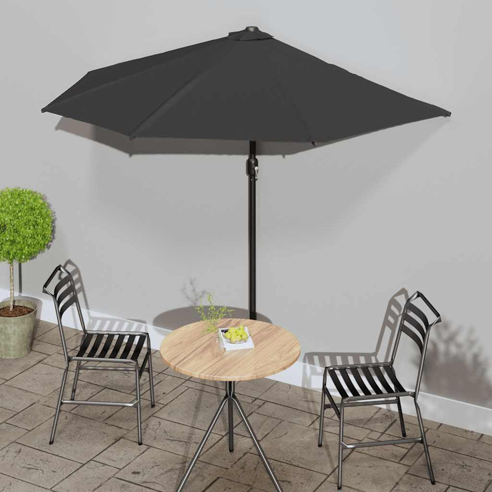 vidaXL Balcony Parasol Aluminium Pole Black 270x144x222cm Half-Round
