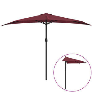 vidaXL Balcony Parasol Aluminium Pole Bordeaux Red 300x155x223cm Half-Round
