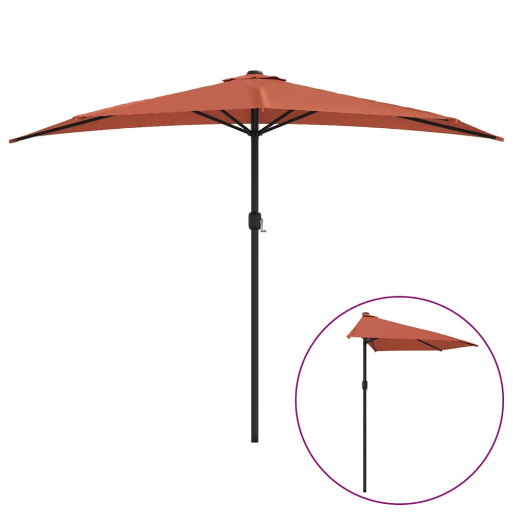 vidaXL Balcony Parasol Aluminum Pole Terracotta 300x155x223cm Half-Round