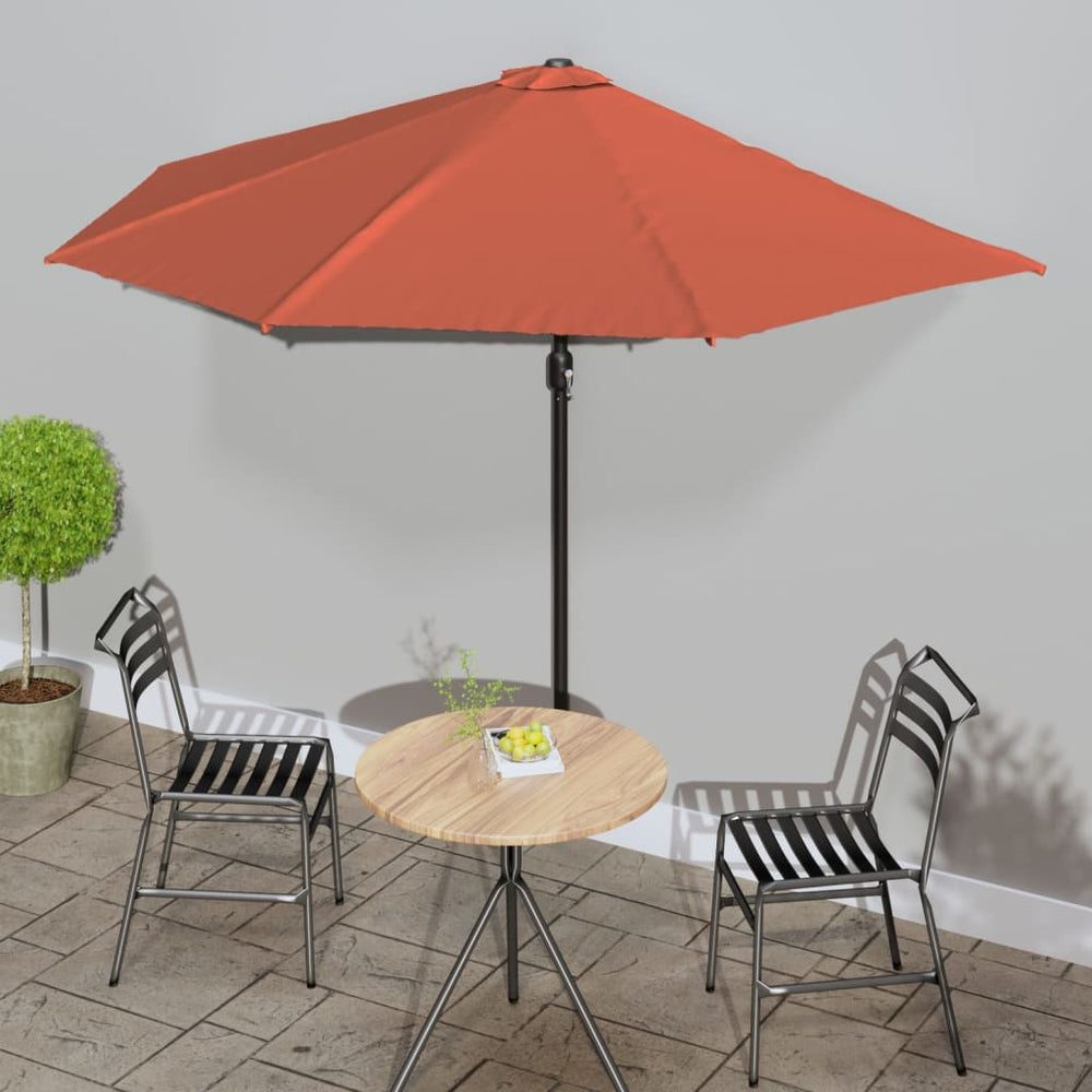 vidaXL Balcony Parasol Aluminum Pole Terracotta 300x155x223cm Half-Round