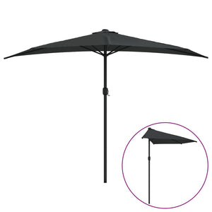 vidaXL Balcony Parasol Aluminium Pole Black 300x155x223cm Half Round