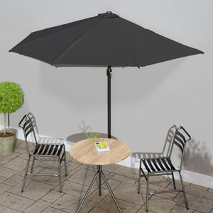 vidaXL Balcony Parasol Aluminium Pole Black 300x155x223cm Half Round