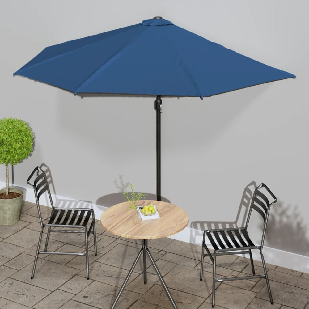 vidaXL Balcony Parasol Aluminium Pole Blue 300x155x223cm Half Round