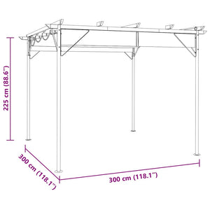 vidaXL Pergola with Retractable Roof Anthracite 3x3 m Steel 180 g/m²