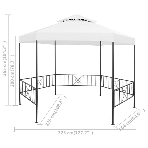 vidaXL Garden Gazebo 323x275x265 cm White 180 g/m²