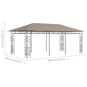 vidaXL Pavilion with Mosquito Net 6x3x2.73 m Taupe 180 g/m²